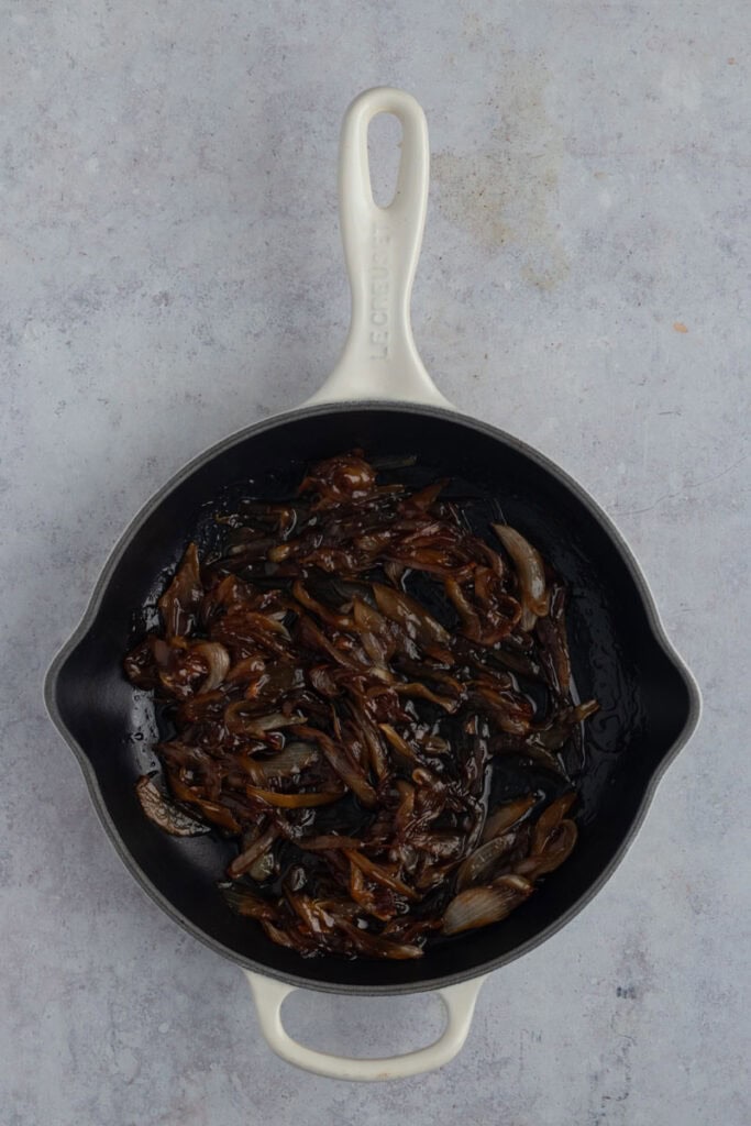 The onion has been cooked down into caramelized onions.